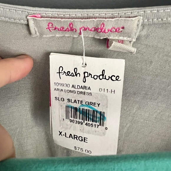 New FRESH PRODUCE Slate Gray ARIA Size XL Long Stretchy Knit Maxi Dress - Picture 4 of 6